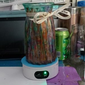 Vase glass painted with Mica powder painted by myself used a cup tumbler